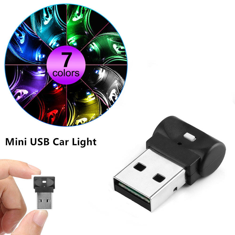 EKLEVA Đèn LED Xe Hơi Mini USB, Đèn Tạo Không Khí Nội Thất Ô Tô Đèn Trang Trí, Đèn Khẩn Cấp Đèn Tự Động Nhiều Màu Cho PC Phụ Kiện Xe Hơi