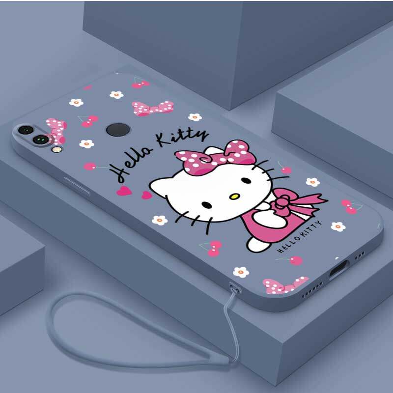 Casing Redmi Note 7 Redmi Note 7 Pro Redmi Note 6 Redmi Note 6 Pro phone case Soft Liquid Silicone Protector Smooth shockproof Bumper Cover Cute Hello Kitty Phone Case Phone Case With lanyard