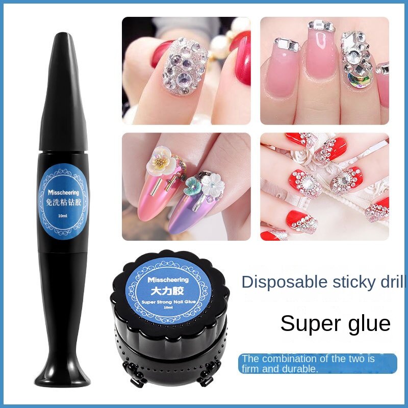 RORO Nail Drill Glue Transparent 10ml Nail Glue Rhinestone Decorative Point Drill Glue DIY Sticky Drill Glue Strong And Durable Nail Tool