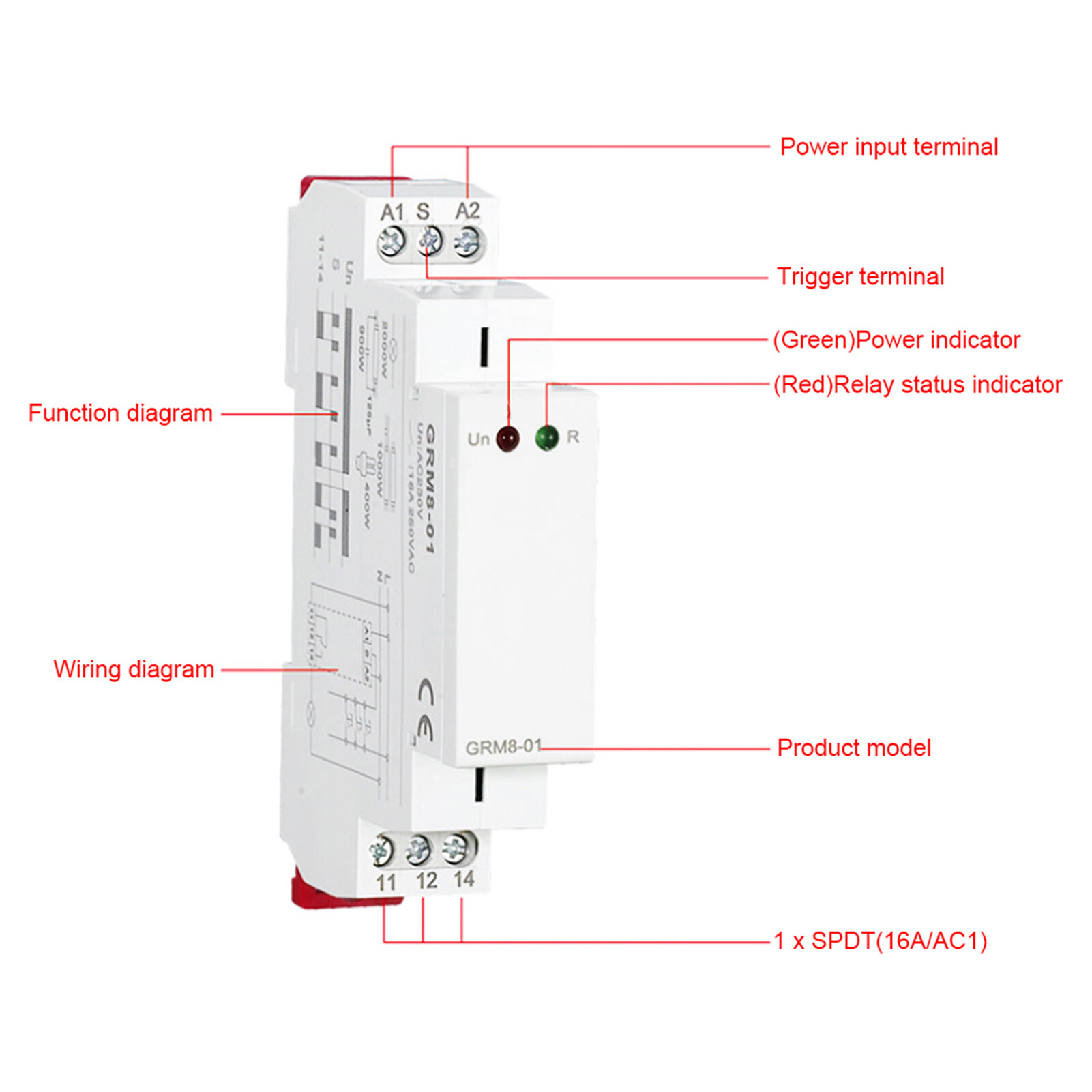 Impulse Relay GRM8-01 AC/DC12-240V Electronic Impulse Relay Latching Relay Memory Relay Can Achieve Multi Point Control by Impulse Commands
