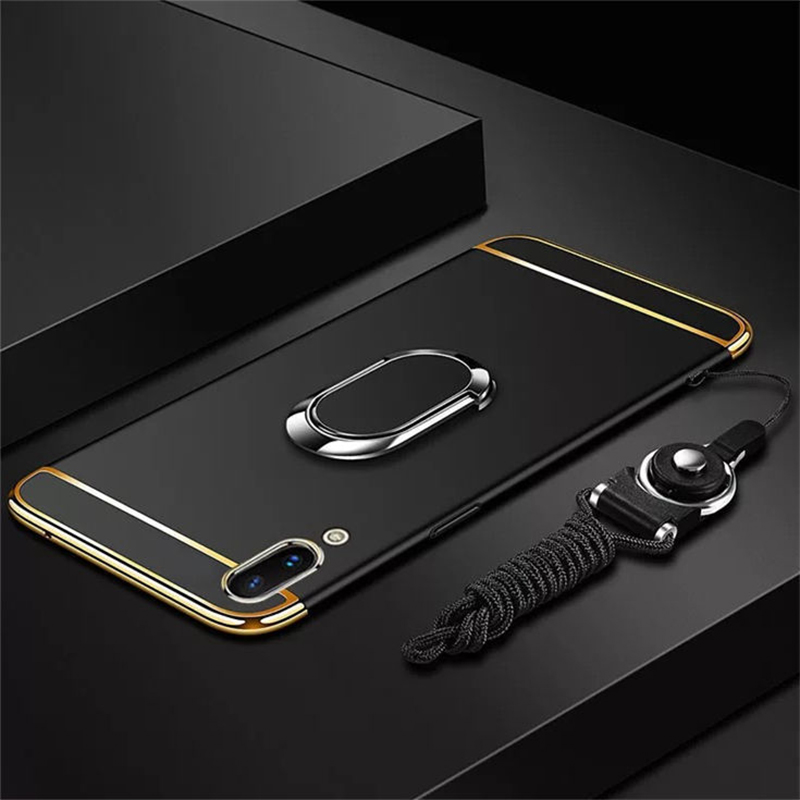 Lianpo for vivo v11 phone case luxury 3 in 1 matte ultra thin anti-scratch shockproof electroplated frame hard pc back cover for vivo v11 case with free ring stand holder & string