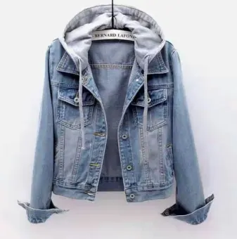long denim jacket with hood