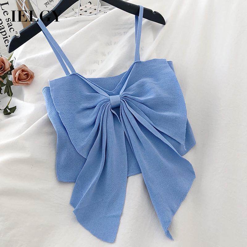 IELGY Bowknot Solid color Women's vest Commuting Knitted V-neck Slim Sleeveless Suspenders