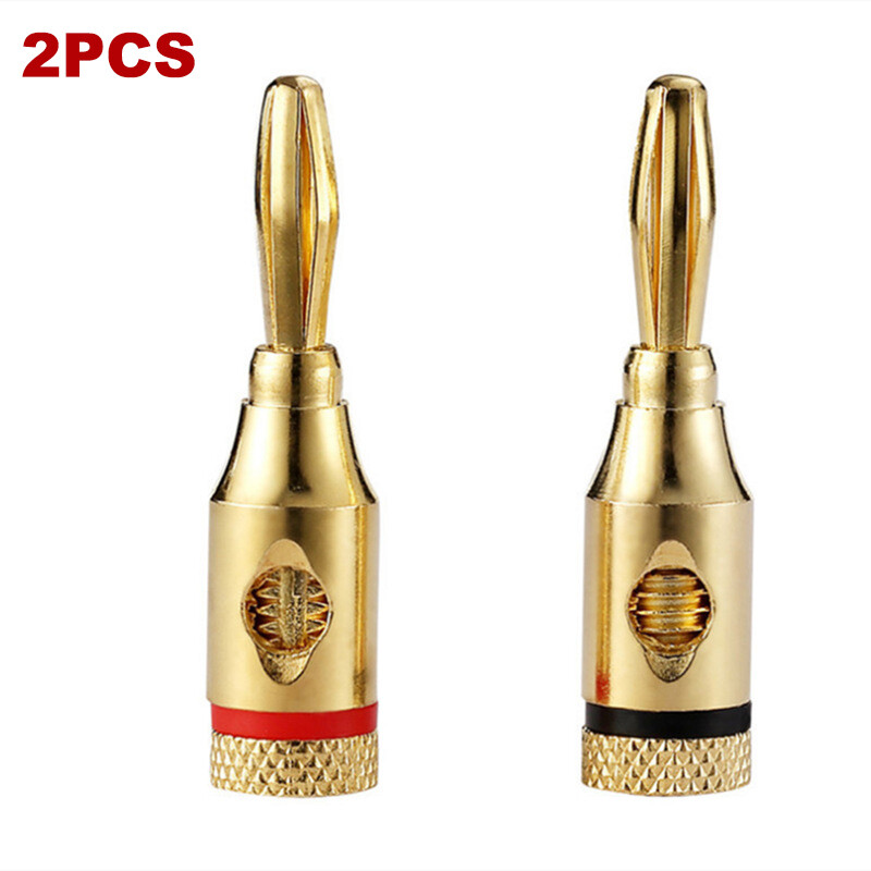 Aiqinhaimaoyi 2PCS 4MM Banana Plug Gold-Plated Musical Cable Wire Audio Speaker Connector adapter Plated Speaker Cable Wire Pin Connectors