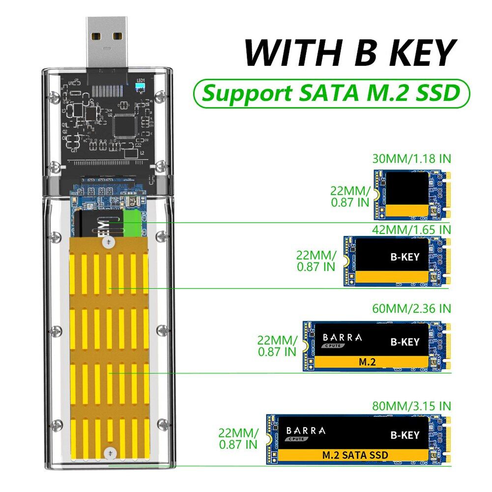 M.2 Hard Drive Enclosure High Speed USB3.0 Gen1 5Gbps Mobile Hard Disk Case For B Key M.2 SSD Enclosure