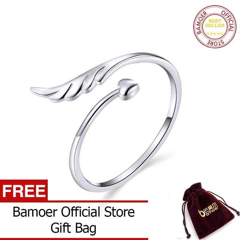 BAMOER 100% Authentic Silver Lovely Guardian angel Rings For Women Fashion Jewelry SCR567