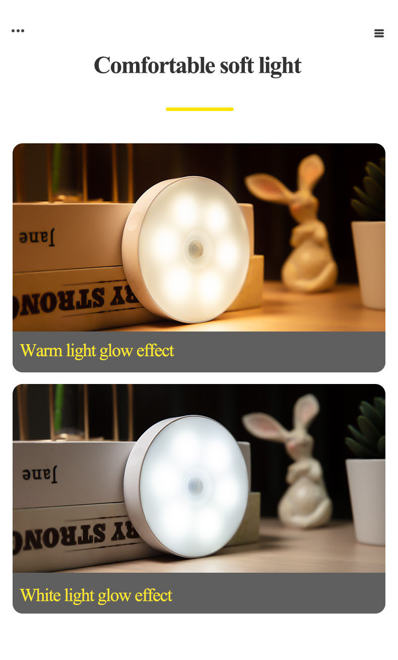 JJT Wireless wall lights, automatic lights, sensor lights, LED sensor lights, bedside lights, bedroom lights, LED lights, wall lights, stair lights, USB charging, soft light. night light wardrobe lighting cabinet lamp night light reading lamp