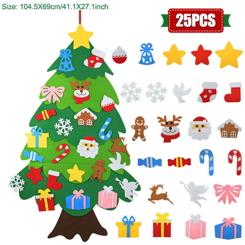 DIY Felt Christmas Tree Christmas Home Decorations 2022 New Year Gifts Christmas Ornaments Santa Christmas Tree