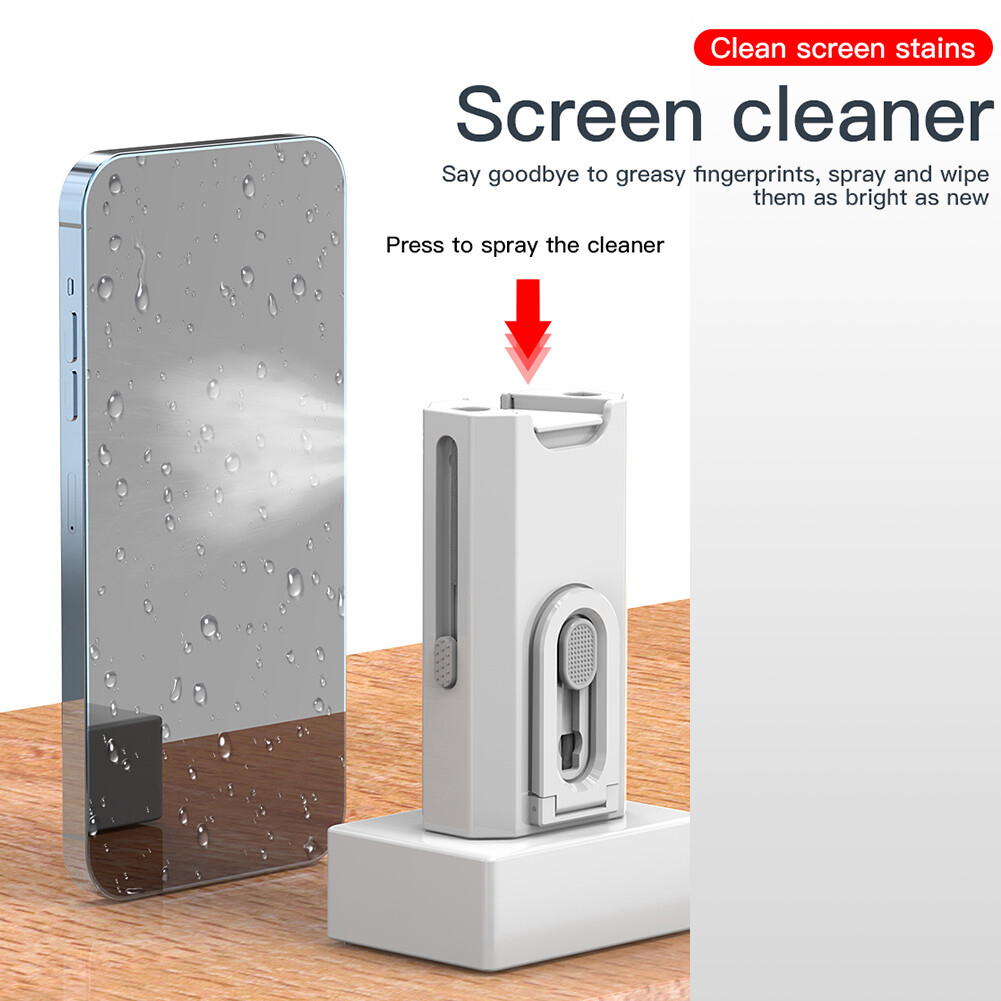 8 in 1 Dust Removal Brush With Mobile Phone Holder Computer Keyboard Cleaner Built-in Key Puller Keyboard Cleaner Brush Kit Portable for Airpods Pro 2