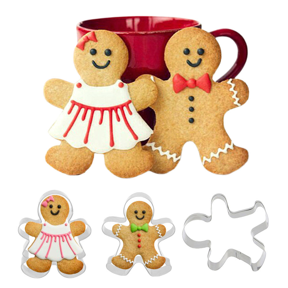 2Pcs 2Pcs Kitchen Supply Bakeware Christmas Cookie Cutter Tools Aluminium Alloy Gingerbread Men Shaped Tools Biscuit Mold Kitchen Tools Cake Decorating Tools Stainless Steel Tools Cookie Mold