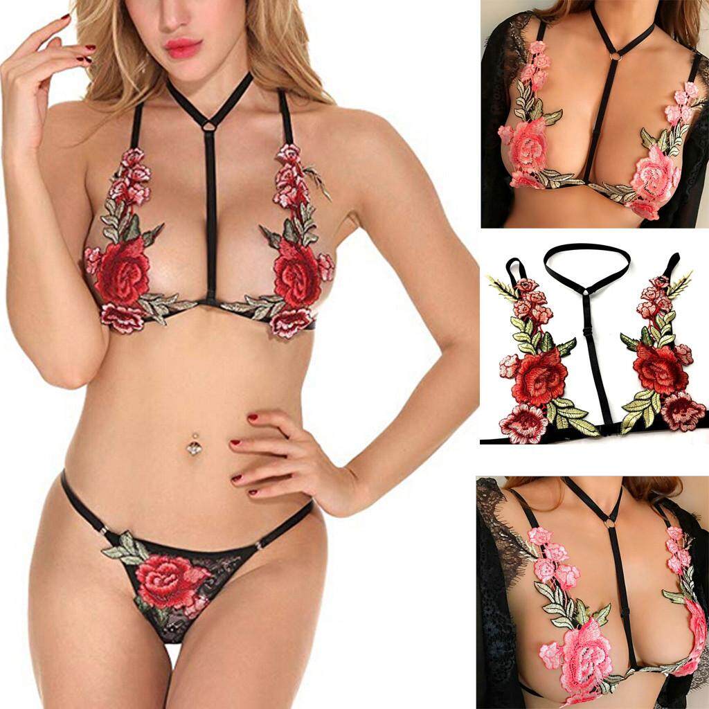 Woman Lingerie Set Plus Size Lace Bodysuit Sexy Underwear Embroidered Floral