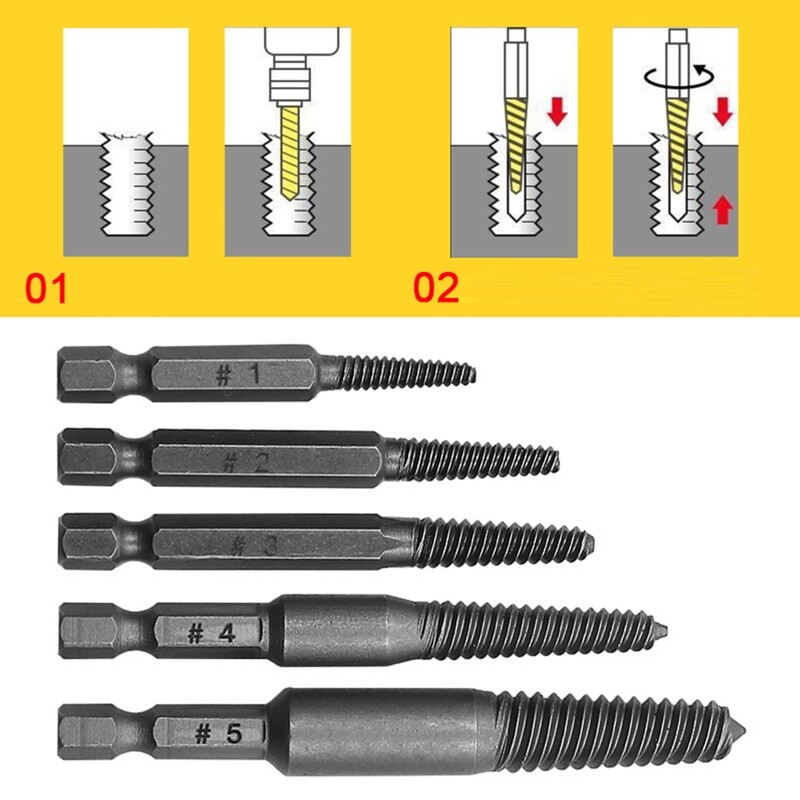 5x/Bộ Dụng Cụ Vặn Vít Chuôi Lục Giác Bộ Dụng Cụ Vặn Bu Lông Sáo Xoắn Ốc Thiết Thực Dụng Cụ Vặn Vít Gãy Dễ Dàng Tháo Ra