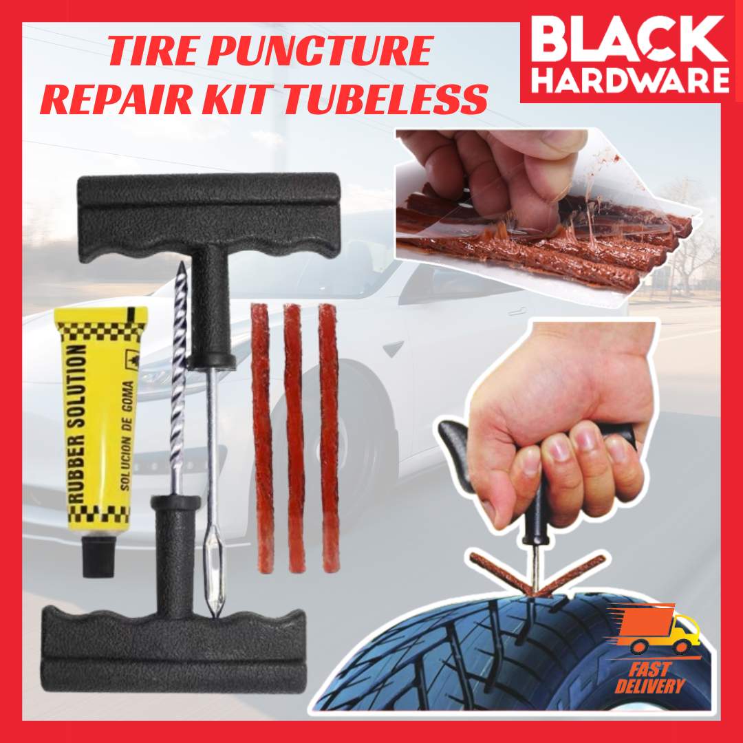 Black Hardware Cacing Tayar Tubeless Tyre Repair Kit Tire Patch Repair Kit  Tyre Repair Kit Tampal Penampal Tayar Tampung