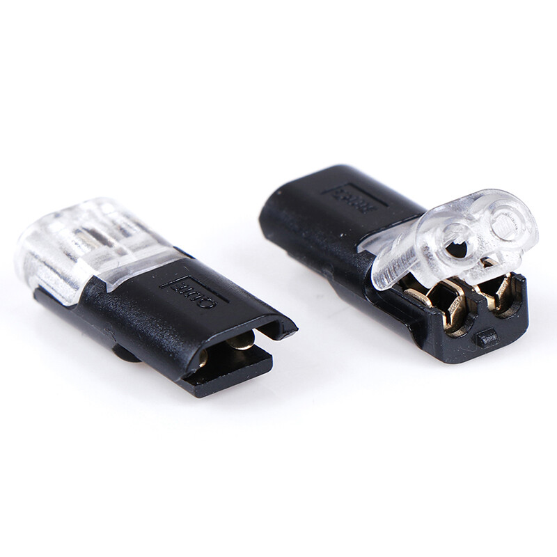 EVAN 10pcs 2pin Pluggable Spring Lock Wire Connector Cable Crimp Terminal