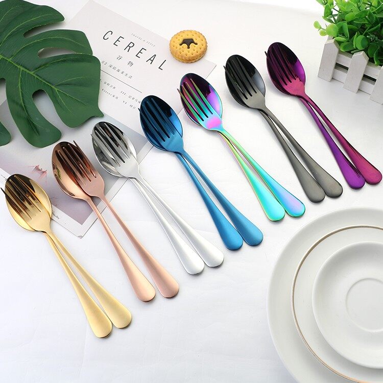 Katelv 2 cái/bộ Chất Lượng Cao Bộ thìa dĩa Muỗng Nĩa Và Dao Bộ đồ ăn Bộ đồ ăn bằng thép không gỉ