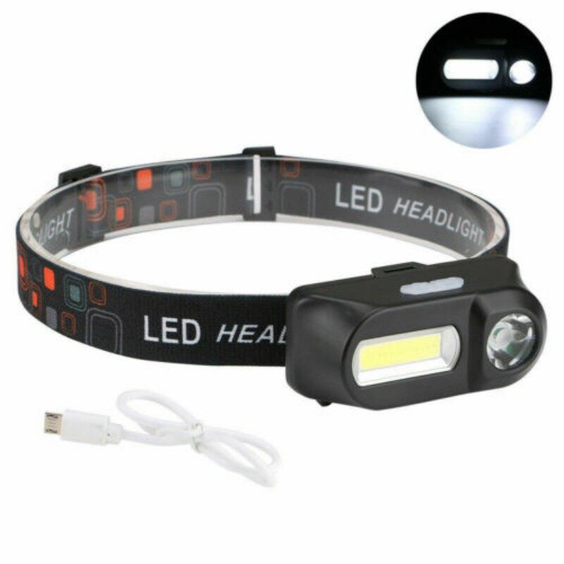 Outdoor 6 Modes COB LED Headlamp USB Rechargeable Headlight Torch Flashlight-RO