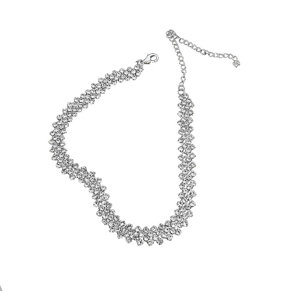 FARRELL Simple Women Weddings Jewelry Geometric Full Rhinestone Choker Clavicle Chain Alloy Crystal Necklaces