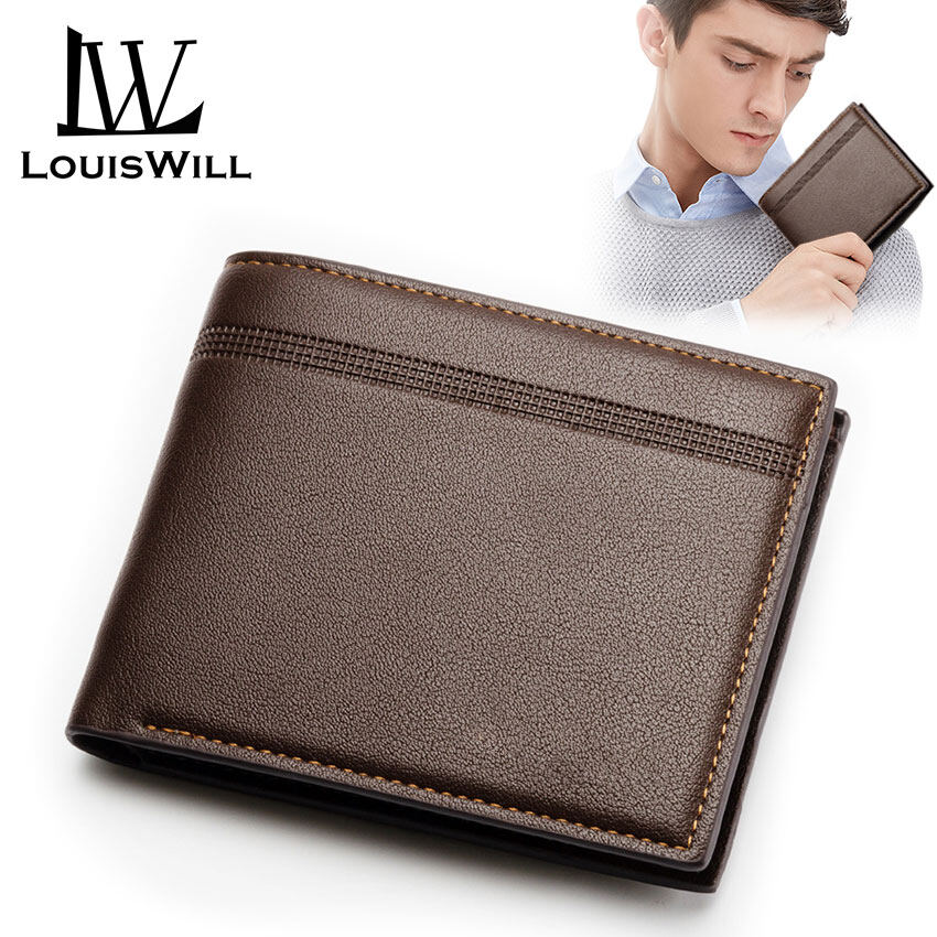LouisWill Men Wallets Short Wallets Soft PU Leather Purse Bifold Wallet Money Cash Purses Clasp Coin Pouch ID Credit Cards Holders for Business Travel Office