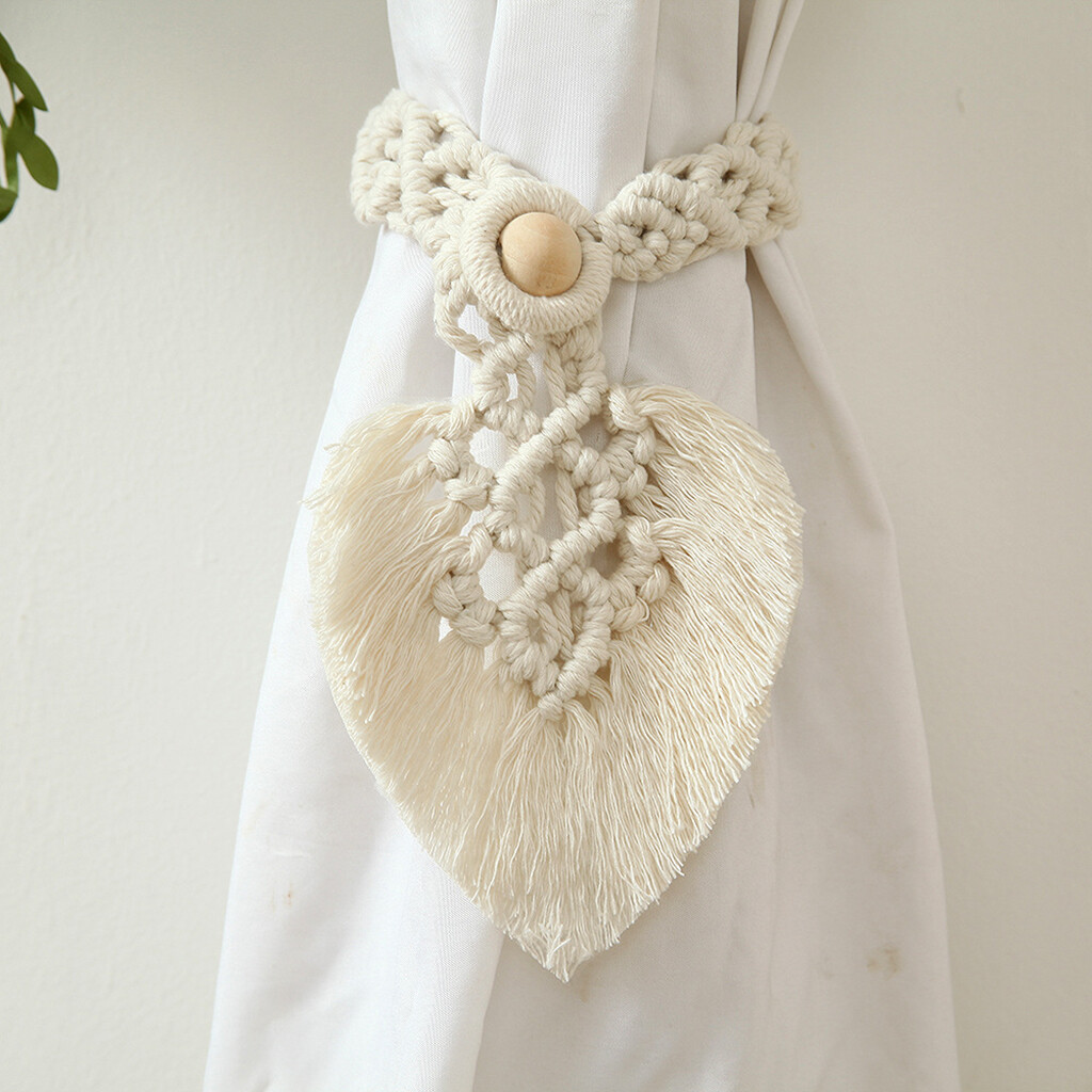 Baoblaze Boho Curtain Tiebacks Cotton Macrame Curtain Holder Curtain Drawstring Cotton Rope Holdbacks Tiebacks Curtain Clips Holder for Home Decor
