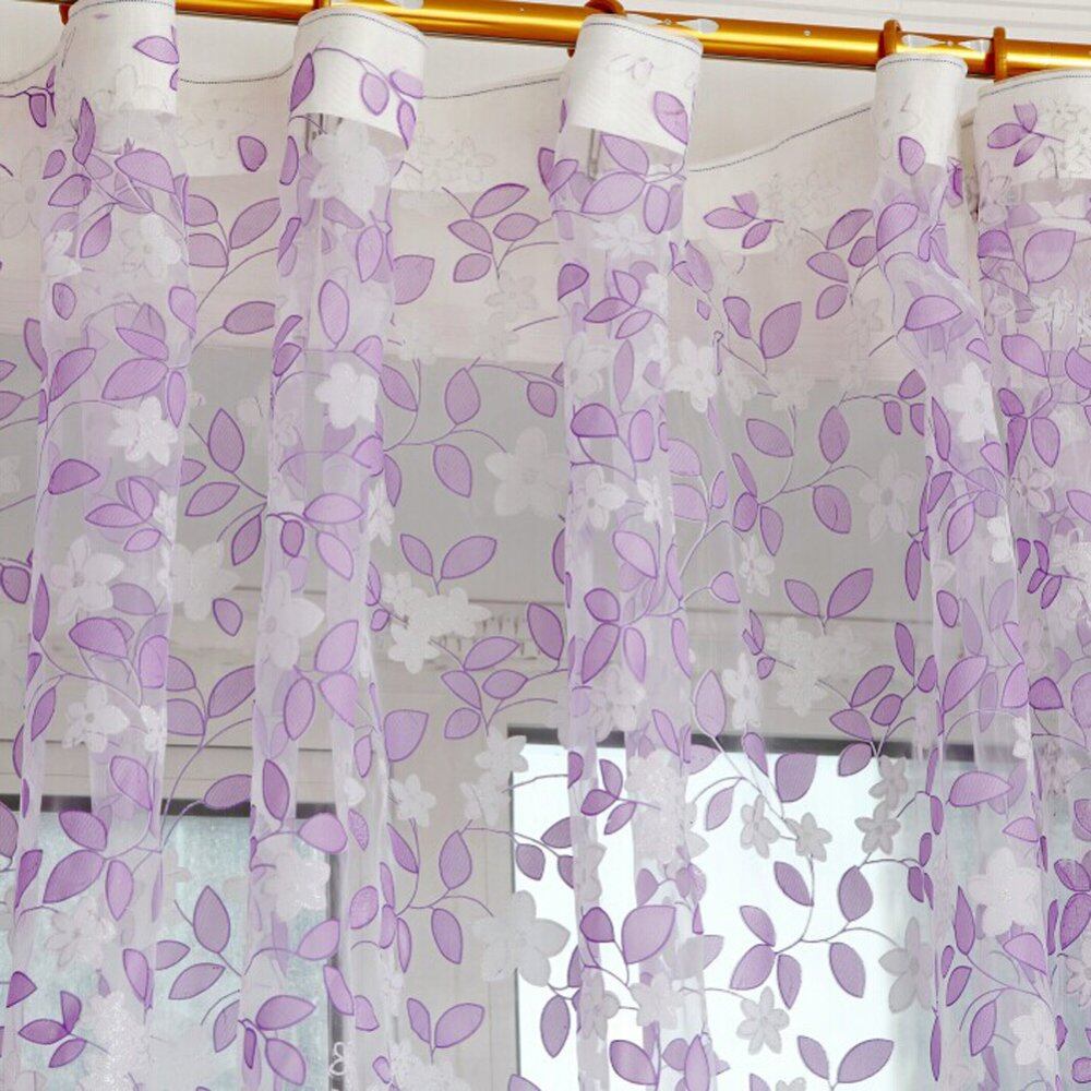 Chic Leaf Type Tulle Door Window Curtain Rural Leaf Design Curtain