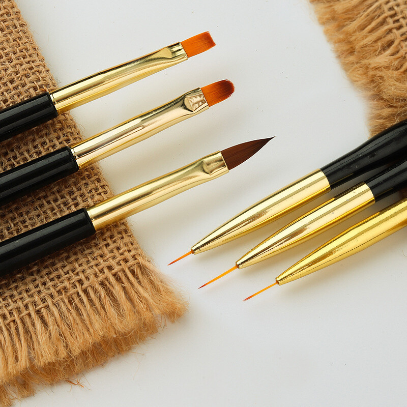 3Pcs Nail Brush French Stripe Liner 3D Tips Line Drawing Pen Brushes Nail Art Painting Tool