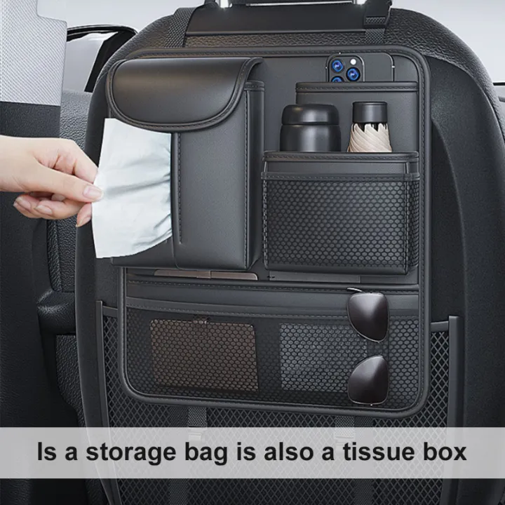SEAMETAL Universal Car Seat Back Storage Pocket Multi-function Hanging Bag Tissue Box Auto Interior Organizer
