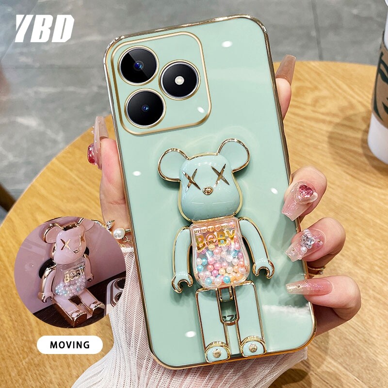 YBD 3D Candy Bear Bracket Phone Case For Xiaomi POCO M6 Pro POCO X6 NEO Redmi Note 13 Pro Plus Note 13 Pro+ 4G 5G High End Soft Silicone Material(Bracket Can Rotate)