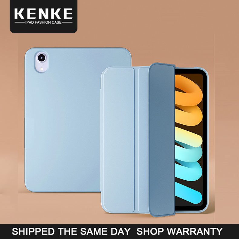 KENKE iPad Case for iPad Pro 11 12.9 2021 2020 iPad mini 6 Air 4 iPad 9th 8th 7th Generation 10.2 iPad mini 1 2 3 4 5 Air 1 2 5th 6th case Ultra Slim Lightweight Trifold Stand Smart Auto Sleep/Wake Cover Soft TPU Silicone Back Case Sky Blue