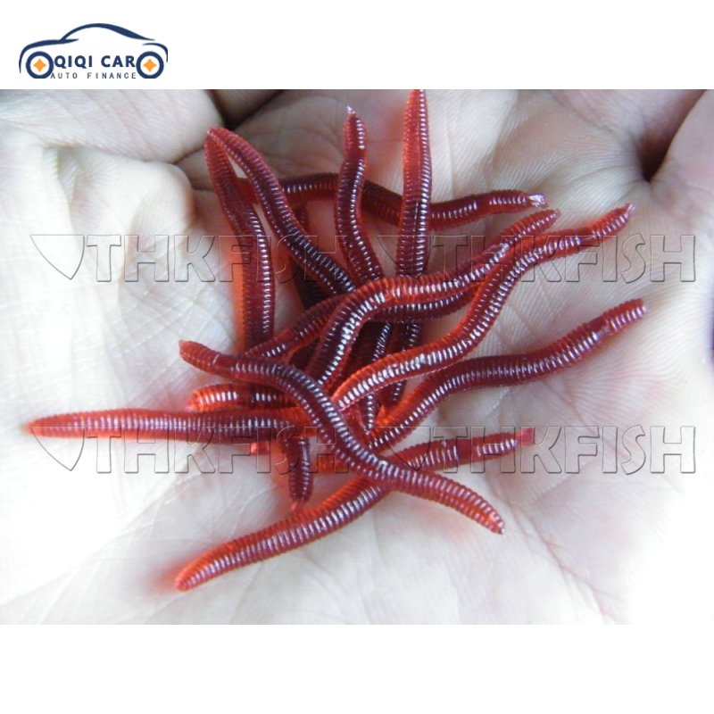 QIQI 80pcs Earthworm Red Worms Soft Fishing Lure Baits