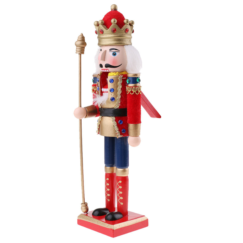 Baoblaze Multi Classic Wood Nutcracker Soldier Figures Drummer/King Music Box Home Decor