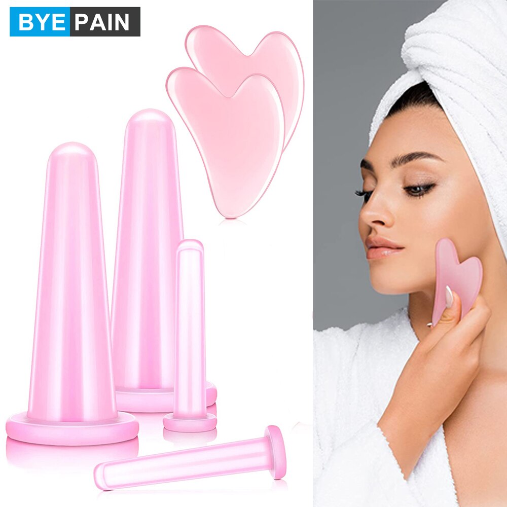 Kit De 4 Ventouses Faciales En Silicone - Thérapie Par Ventouses Pour Visage, Réduction Des Rides, Soin Anti-âge (Transparent)