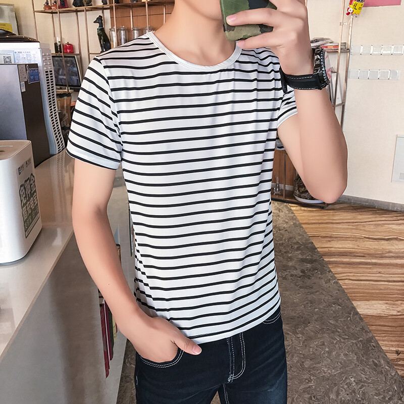 New Striped Top T Shirt Mens Fashion 