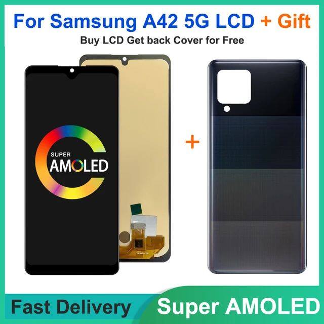 Bluesky super amoled for samsung galaxy a42 lcd a426b a426u display touch screen assembly with frame for samsung a42 5g lcd display