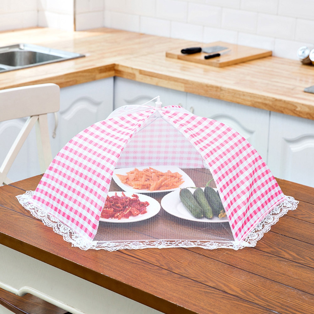 Terylin foldable square grid film dustproof table food cover anti-fly kitchen tools