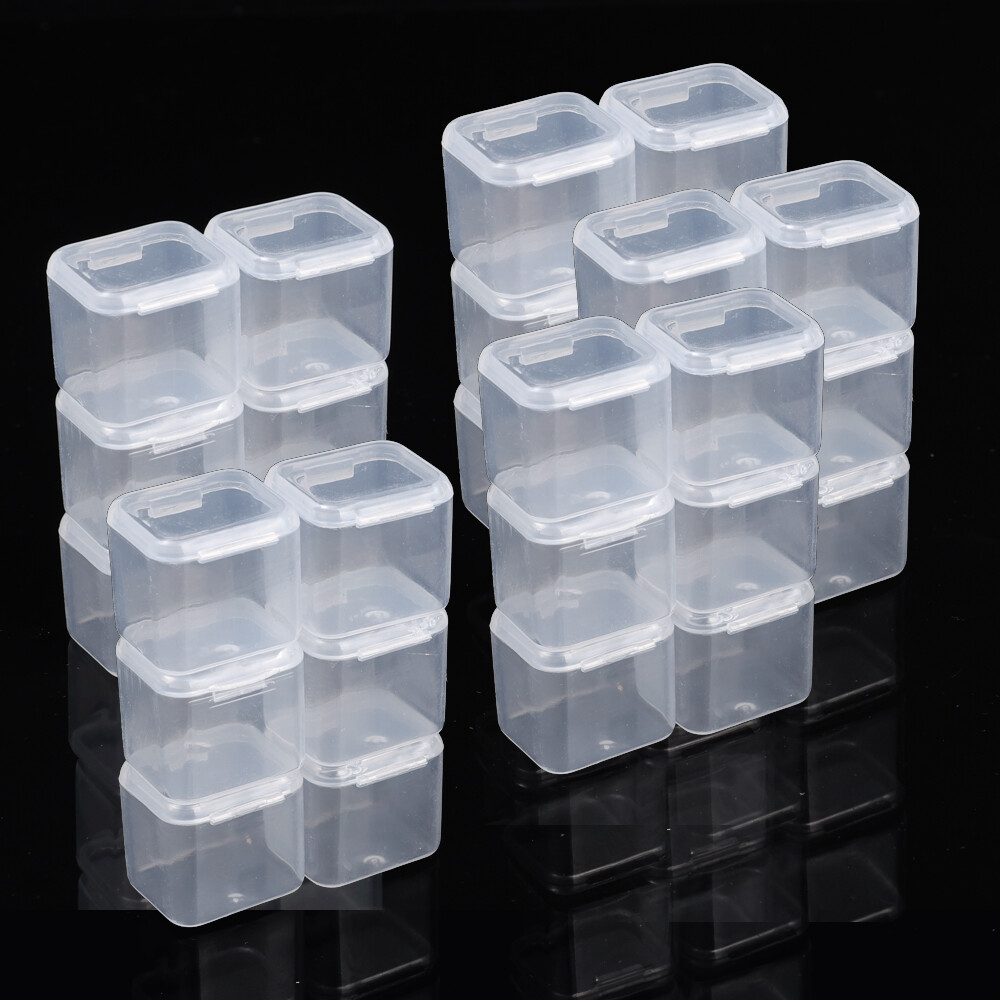 10PCS Hộp lưu trữ Mini Trong Suốt vuông hộp nhựa bông tai bao bì đồ trang sức lưu trữ nhỏ hình hộp vuông Giá xếp trang sức
