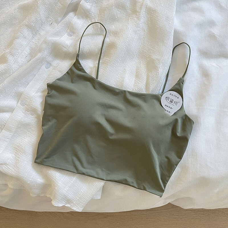 DUOHANZI Solid color short ice silk camisole with tube top and beautiful back