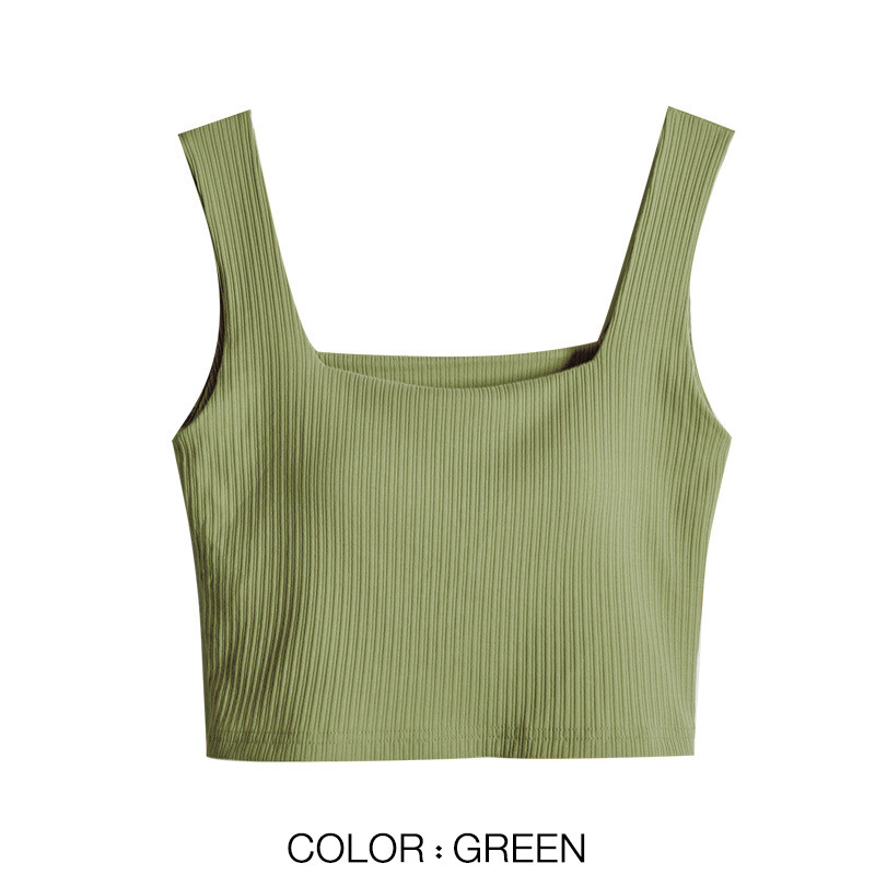 LORIOT Bra Tank Top For Women Ribbed Stretchable Crop Camisole Sando Singlet Vest Square Neck Sleeveless Sexy Casual Korean SA0686