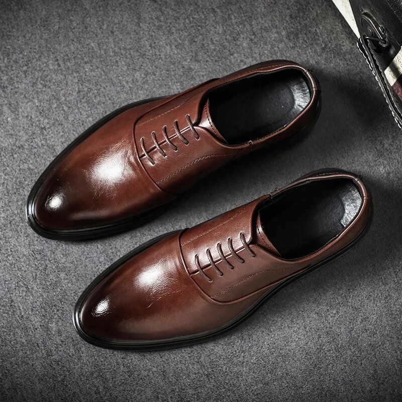 ECHOLI Mens Formal Shoes Oxford Shoes For Men Italian Dress Shoes Wedding Shoes Laces Leather Shoes