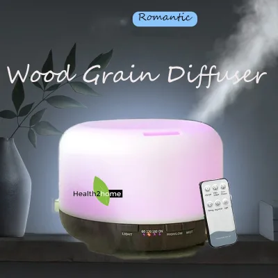 FREE REMOTE Portable Air Diffuser / Air Humidifier 450ml with wood design Essential Oil for Aroma therapy colorful Light