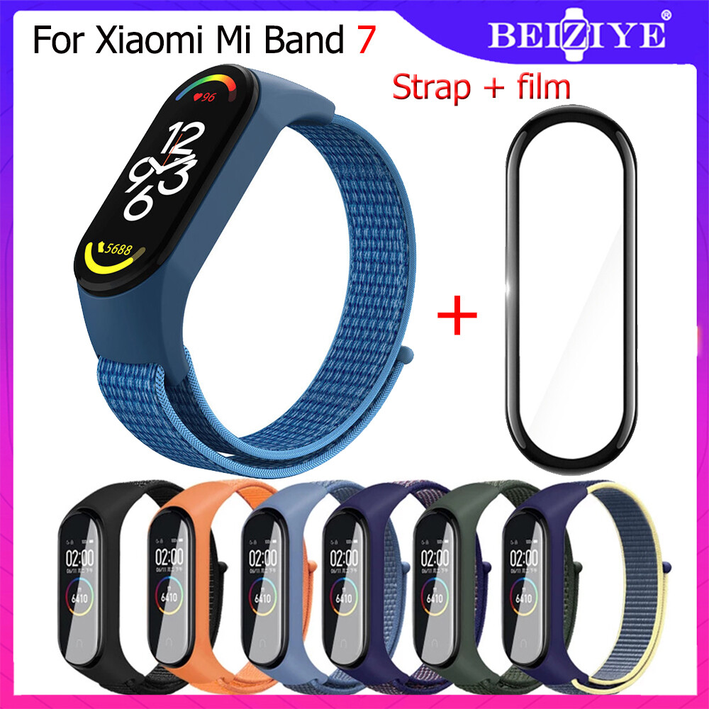 Dây đeo đồng hồ Mi band 7 Nylon có màng bảo vệ màn hình cho xiaomi mi band 7 Vòng đeo tay Đồng hồ đeo tay thể thao Miband 7
