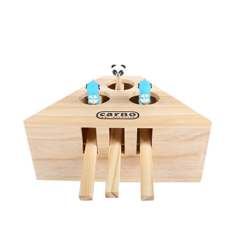 Lovinland Đồ Chơi Cho Mèo Gophers Thú Cưng Chuột Gỗ Nguyên Miếng Chuột Bắt Tương Tác Cào Mèo Có Lỗ Máy Chơi Game Trêu Chọc Đồ Chơi Cho Mèo