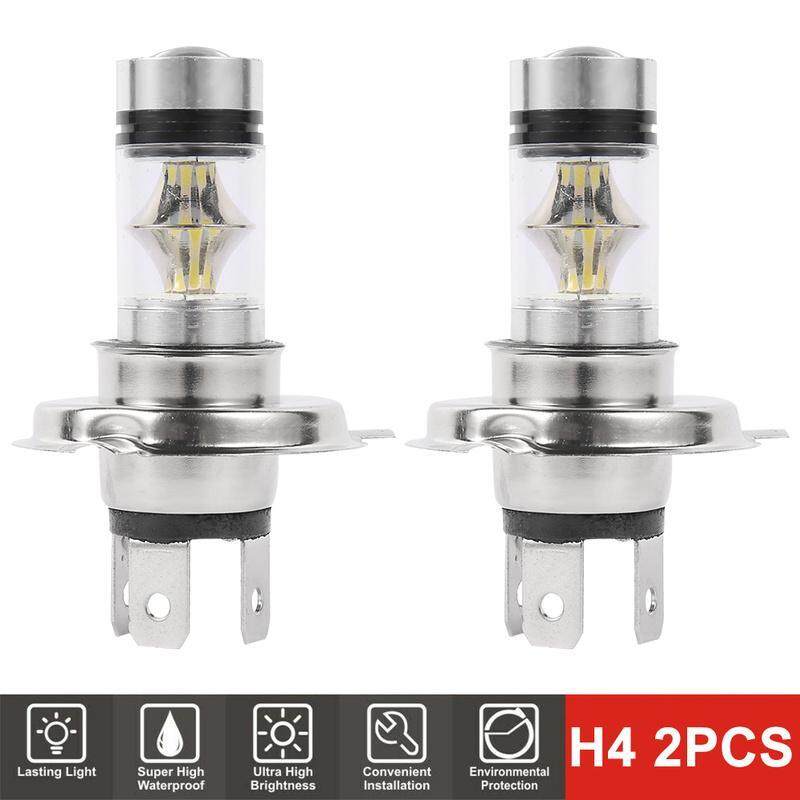 Bộ 2 Chùm Bóng Đèn Pha LED H4, Đèn Pha LED Công Suất Cao 100W Cho Xe Hơi Tự Động Đèn Pha Bóng Đèn 50000 Giờ 6000K Chịu Nhiệt Độ Cao Cài Đặt Đơn Giản Điện Áp An Toàn 12V