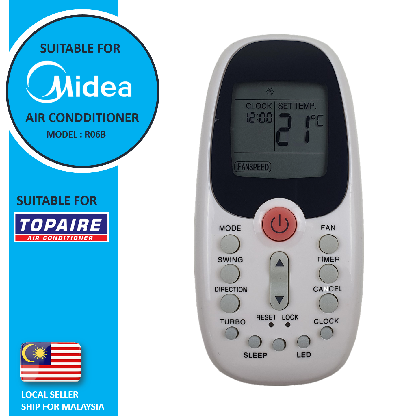 MIDEA AIR COND AIR CONDITIONER REPLACEMENT REMOTE CONTROL R06B Lazada