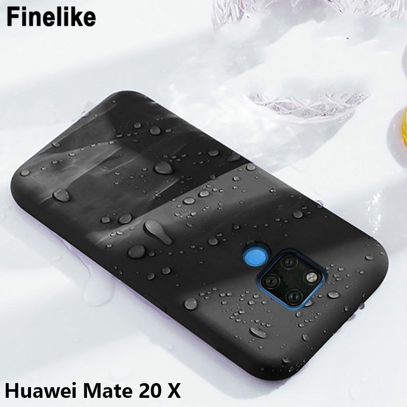 สำหรับHuawei Mate 20 Xซิลิโคนเหลวกรณีเด็ก-ผิวรู้สึกนุ่มกันกระแทกปกหลังสำหรับHuawei Mate 20X สี ดำ สี ดำรูปแบบรุ่นที่ีรองรับ Huawei Mate 20X