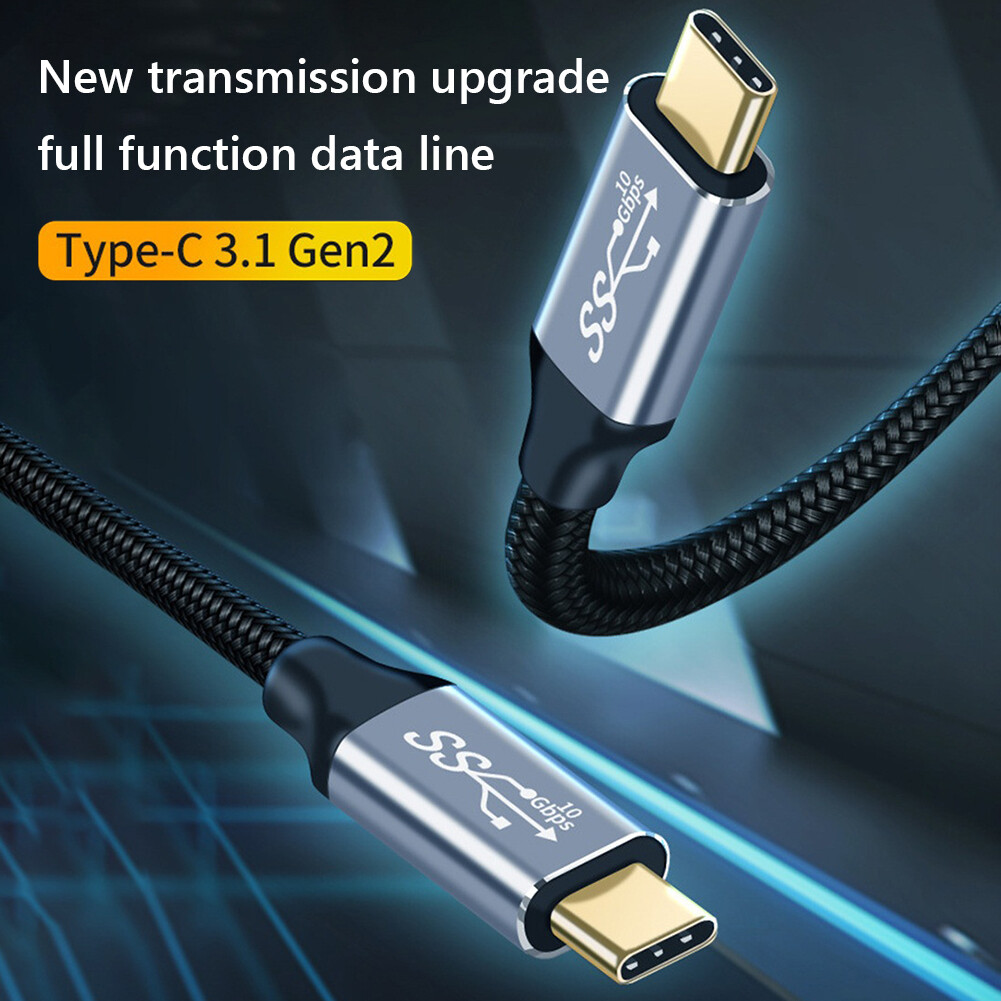 USB 3.1 Gen2 Type C Cable Thunderbolt 3 10Gbps USB-C Data Sync Cable For Pro 5A 100W USB-C Fast Charging Charge Cable