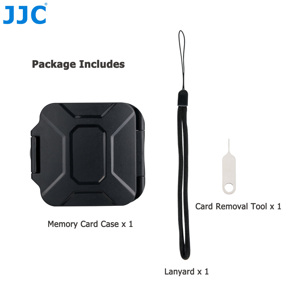 JJC Deluxe 8 Slots Compact Memory Card Case Holder Box Organizer for SD microSD SDXC microSDXC SDHC microSDHC TF Card, Travel-Friendly Memory Card Container with Water-Resistant and Shockproof Function