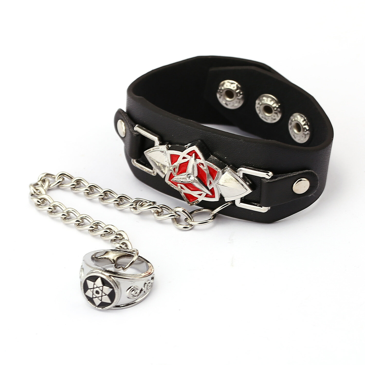 Japan Anime Attack On Titan Bracelet Ring Naruto Shippuden Konoha Leaf Village Leather Bracelet Men Punk Bracelets Link Cosplay Toys Accessories