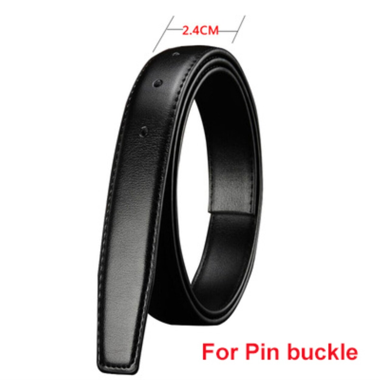 No buckle genuine leather belt strap for automatic buckle pin buckle 2.4cm 2.8cm 3.0cm 3.2cm 3.5cm 3.8cm width men belt black