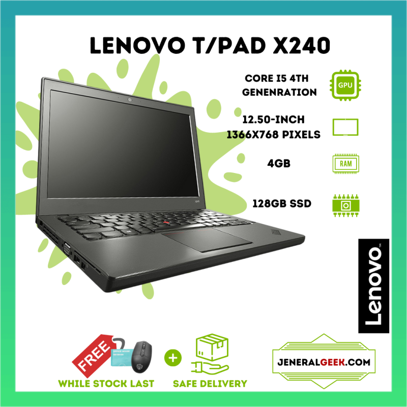 Lenovo ThinkPad X240 - 12.5 - Core i5 4300U / 1.9 GHz Max Turbo Speed2.9 GHz - 4 GB RAM - 128 GB SSD Malaysia