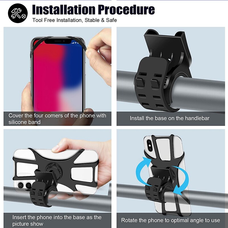 Bike & Motorcycle Phone Mount - for iPhone 16 Pro Max (15, 14, SE, Plus), Galaxy s25 or Any Cell Phone - Universal Handlebar Holder for ATV, Bicycle & Motorbike. +100
